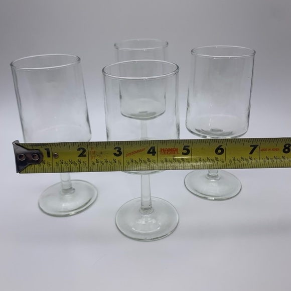 Set If 4 Vintage Clear Solid Cylinder Stem Wine Glasses 7” - Picture 10 of 10